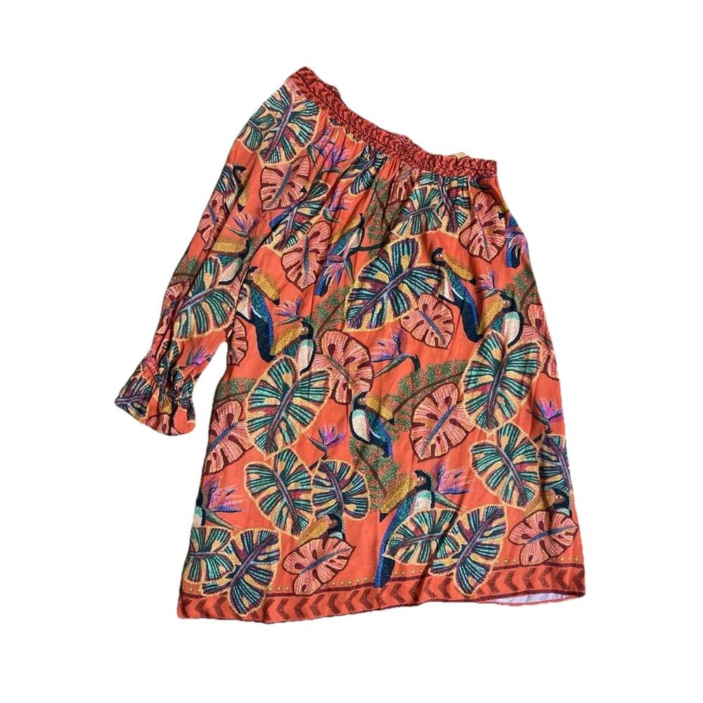 Farm Rio Anthropologie Dress One Shoulder Sz X-Large Multi A001897 - Picture 8 of 11
